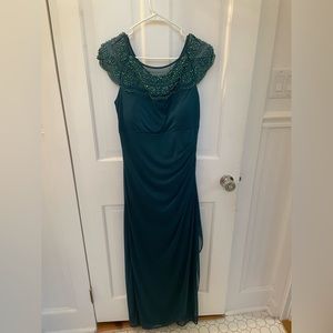 MSK green/blue formal dress with sheer beading
